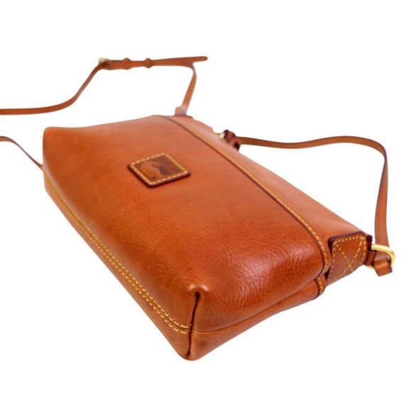 Dooney & Bourke TAN BROWN REAL LEATHER LOGO XBODY SHOULDER BAG MESSENGER HANDBAG - Picture 8 of 16